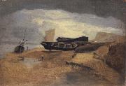 John sell cotman Seashore with Boats painting